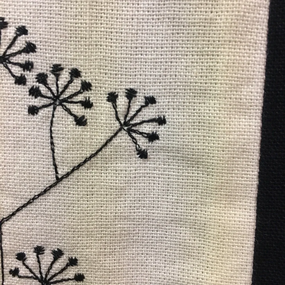 Embroidered 4 Black and White Cloth Color Block Placemats 19 inches  X 13 inches